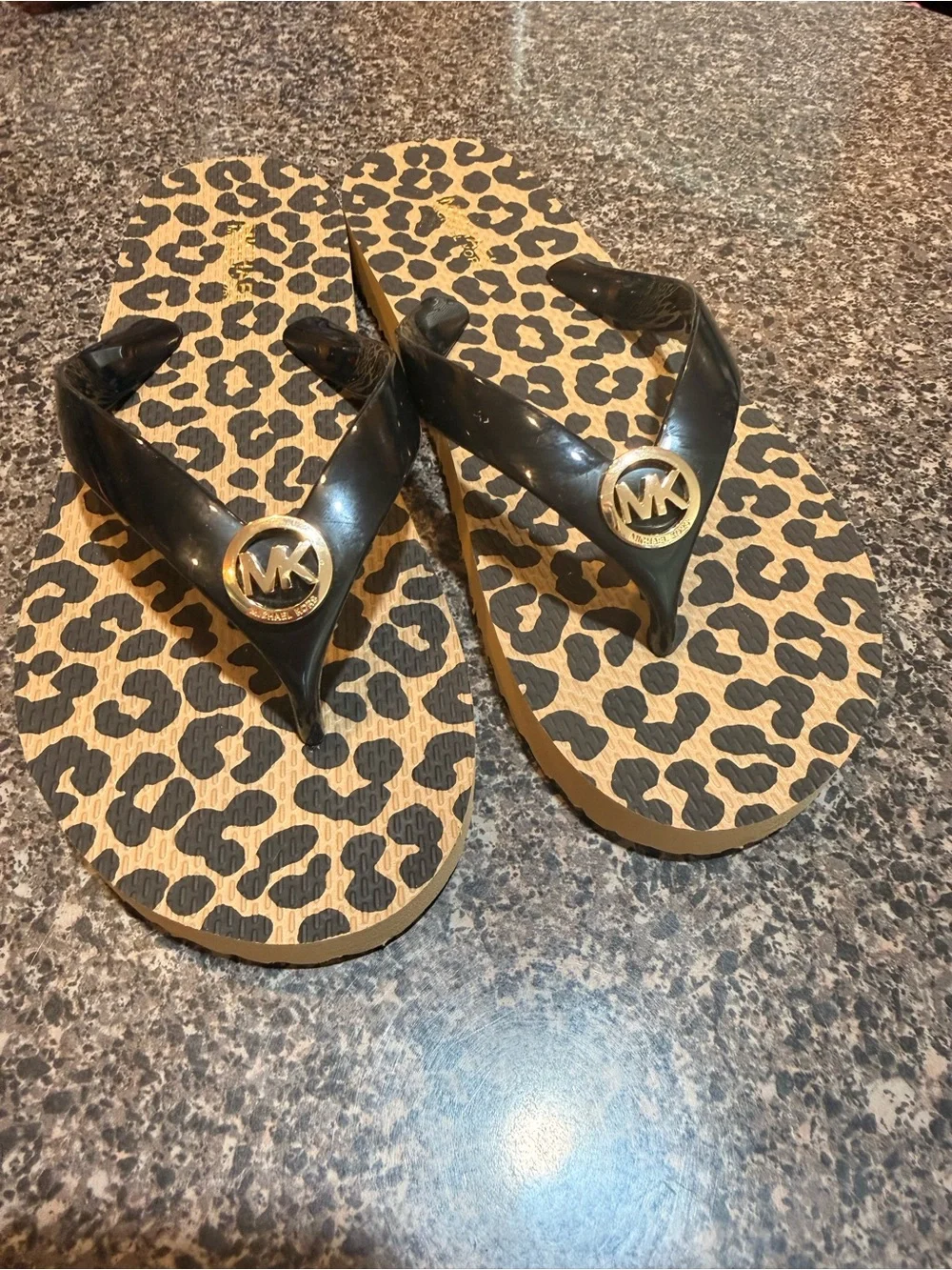 Michael Kors leopard print flip flops